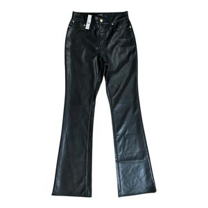NEW J.Crew Black Faux Vegan Leather High Rise Bootcut Flared Trousers Pants 25